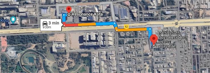 Distance from Parasnath Boys Residency to Resonance Kota